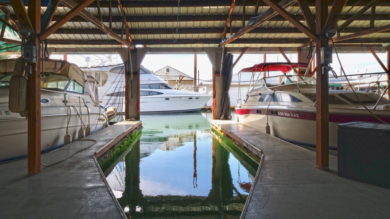 Boathouse slips at Rodgers Marina